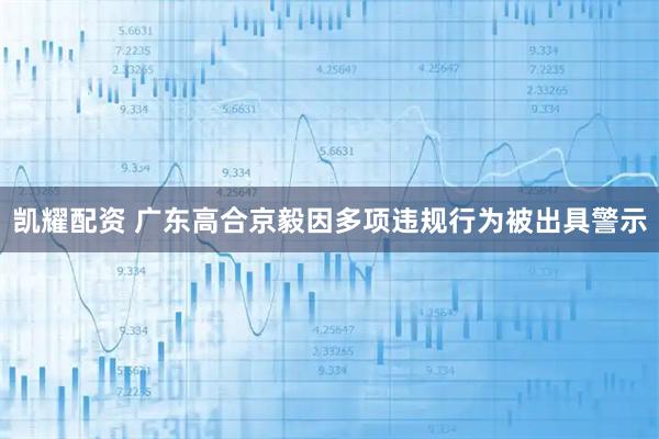 凯耀配资 广东高合京毅因多项违规行为被出具警示