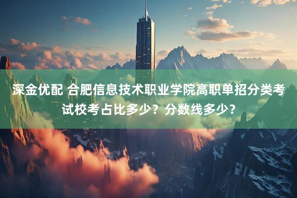 深金优配 合肥信息技术职业学院高职单招分类考试校考占比多少？分数线多少？