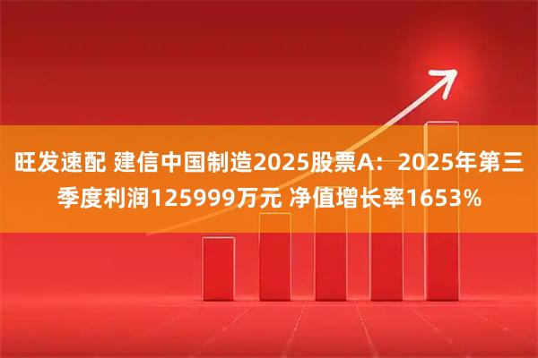 旺发速配 建信中国制造2025股票A：2025年第三季度利润125999万元 净值增长率1653%